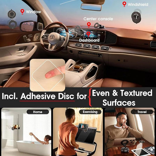 Premium 360° Magnetic Car Phone Mount | Strong MagSafe Holder | Multi-Angle Adjustable Dashboard & Windshield Stand