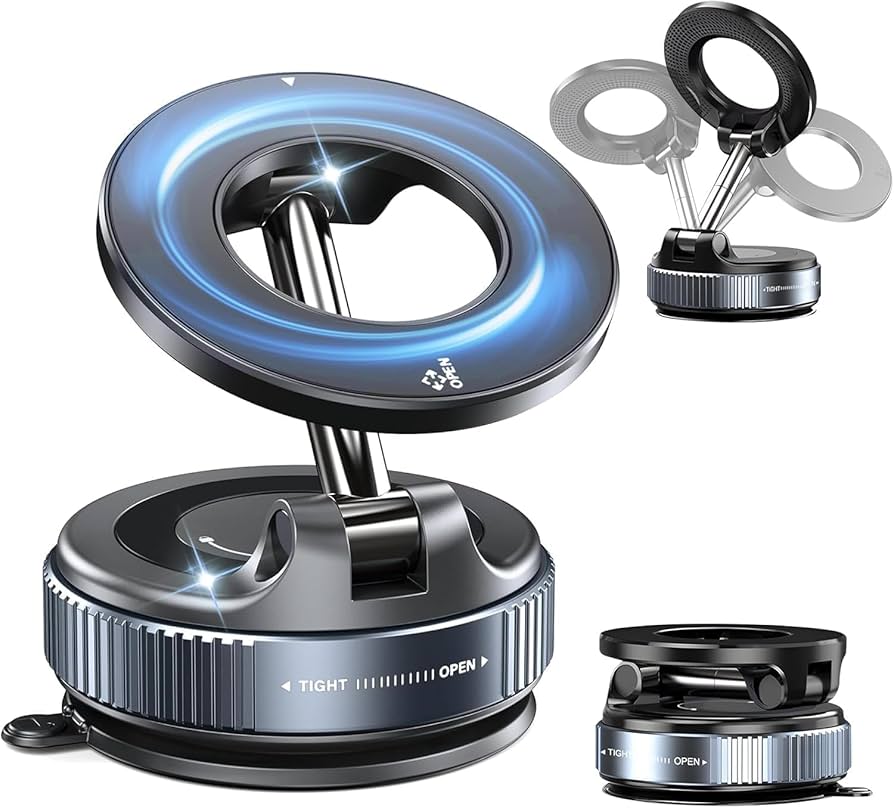 Premium 360° Magnetic Car Phone Mount | Strong MagSafe Holder | Multi-Angle Adjustable Dashboard & Windshield Stand