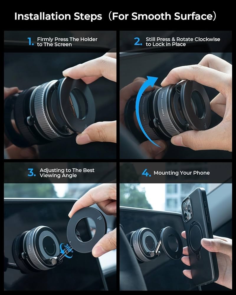 Premium 360° Magnetic Car Phone Mount | Strong MagSafe Holder | Multi-Angle Adjustable Dashboard & Windshield Stand